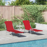 Lettini PrendiLettino sole | Sdraio da giardino | Lettino da sole Pieghevoli 2 pz in Acciaio e Tessuto Rosso