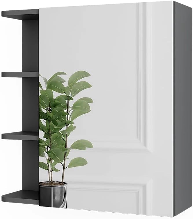 Specchio contenitore bagno Fynn, Sonoma, 79.6 x 64 cm, con specchio e ripiani aperti per montaggio a parete