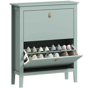 SCARPIERA SLIM 2 CASSETTI PER 14 PAIA DI SCARPE TAGLIA EU44 E RIPIANI REGOLABILI 80X24X95.5 CM VERDE