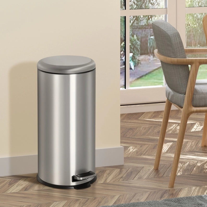 Cestino a pedale 30 L in acciaio inox argento