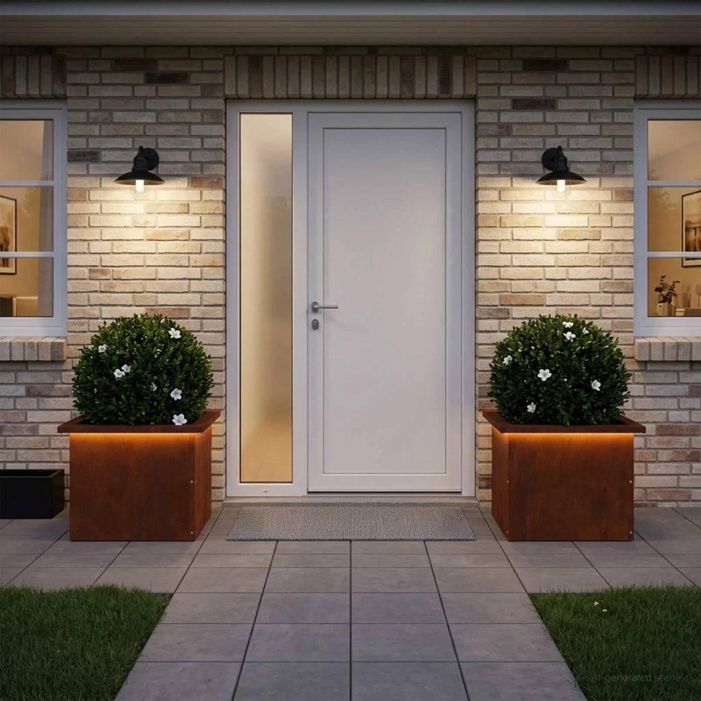 Fioriera da giardino con LED 2 pz Ruggine 30 x 40 x 30 cm 8008083