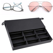 Organizzatore per occhiali da vista - Vitrina - 18 raccordi - 47 x 37 x 6 cm - MDF - Nero