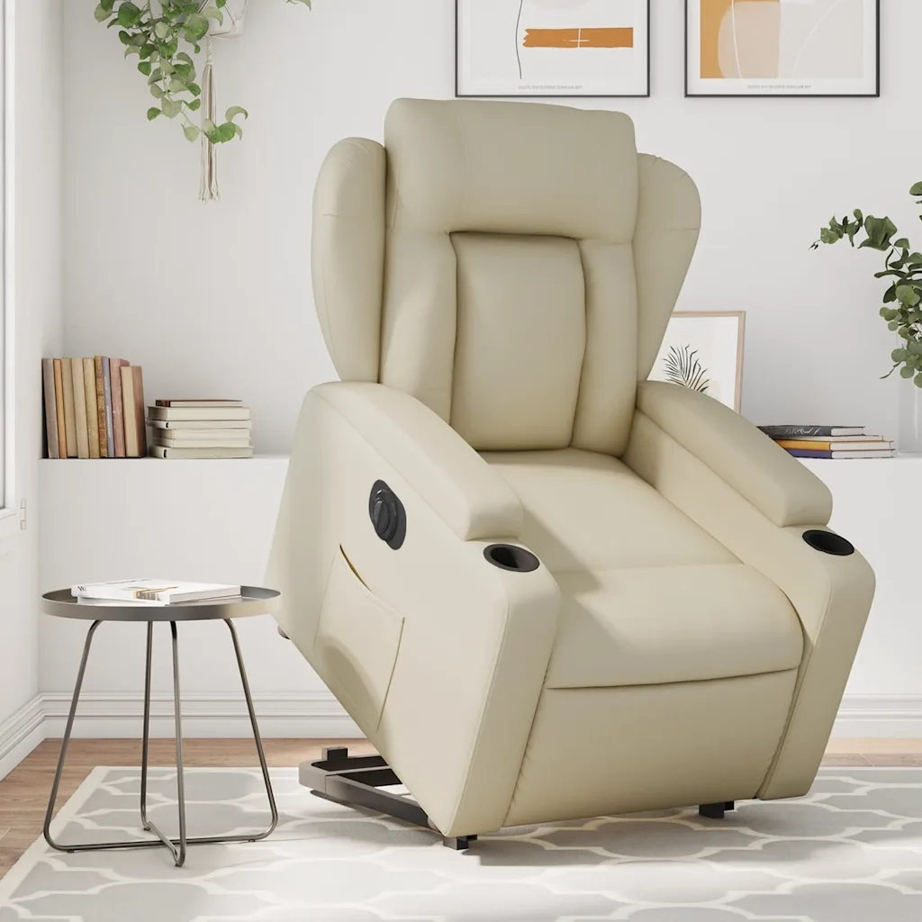 Poltrona Alzapersona Reclinabile Crema in Similpelle 3204559