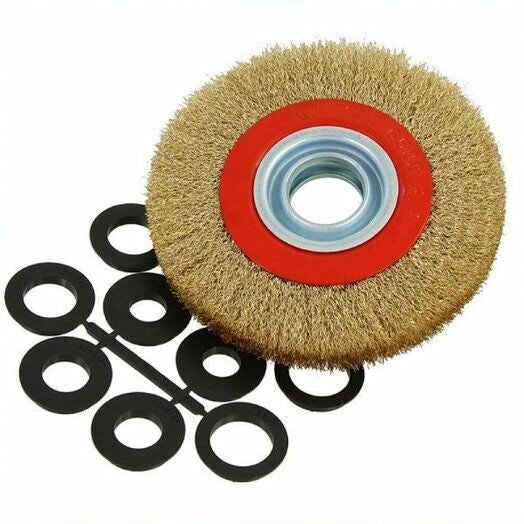 SPAZZOLA DIAMETRO 150MM DISCO FILI IN ACCIAIO PER MOLA SMERIGLIATRICE DA BANCO