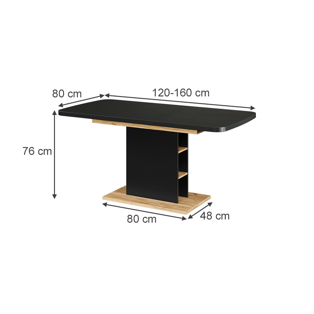 Vicco Tavolo da pranzo Estensibile Rovere nero/oro 120/160 x 80 cm 2 parti