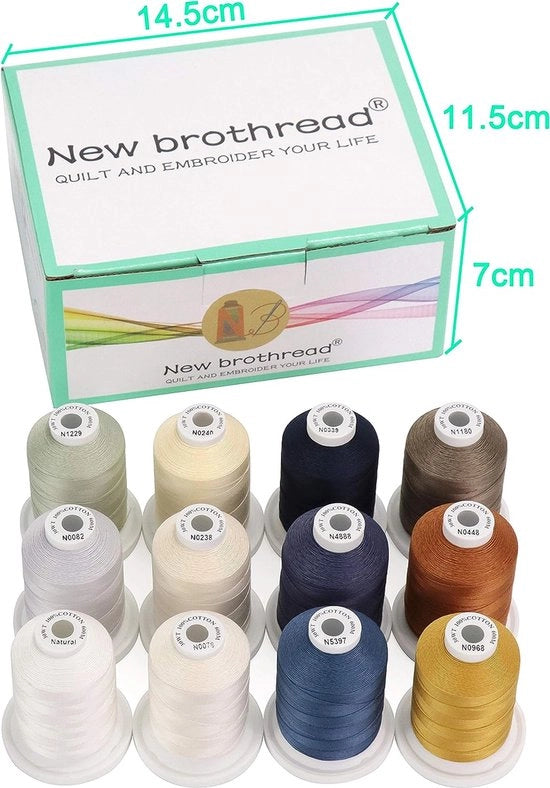 Filati di cotone 100% gemerceriseerbaar, multifunzionali, neutrale e Jean, colore variabile, 30WT (50S/3), 600m per bobina, per Quilting, Sartoria e Broderie