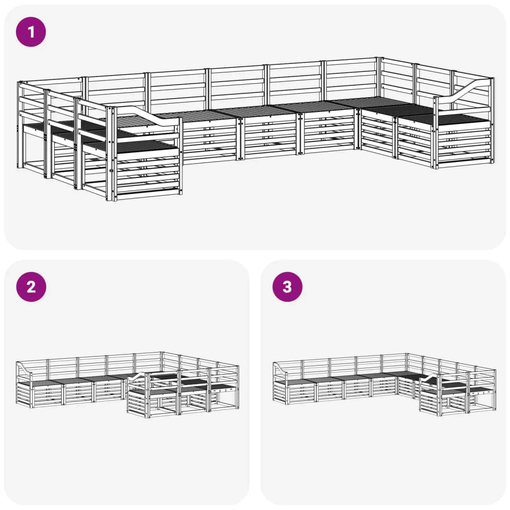 Set di divani da esterno 10 pcs Bianco 363 x 185,5 x 73 cm 3392599