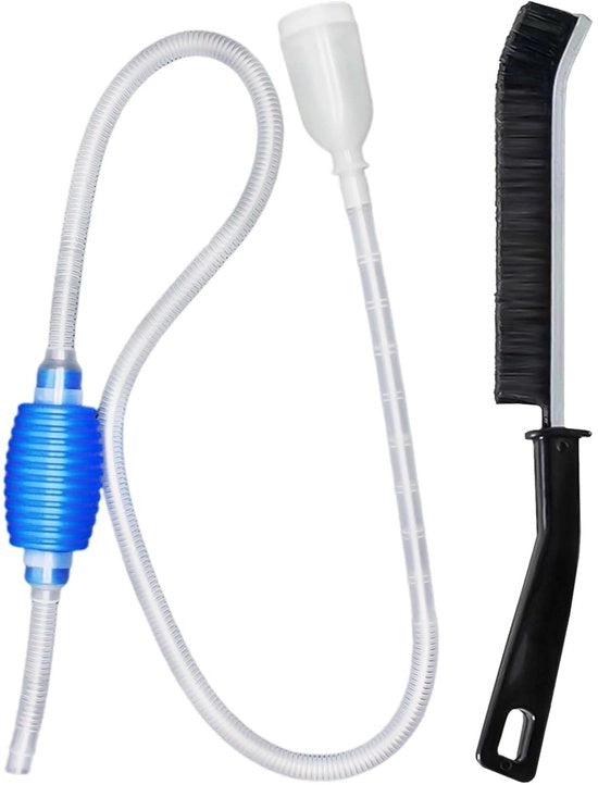 Set di pulizia per acquario - Cambio acqua manuale - Pompa sifon manuale - 1,4 metro - Pulitore di vetro - Kit di pulizia per acquario - Adatto per acquari