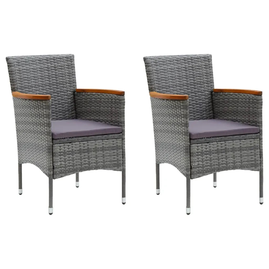 Set da Pranzo per Giardino 3 pz | Set Salotto da Giardino con Cuscini Polyrattan Grigio