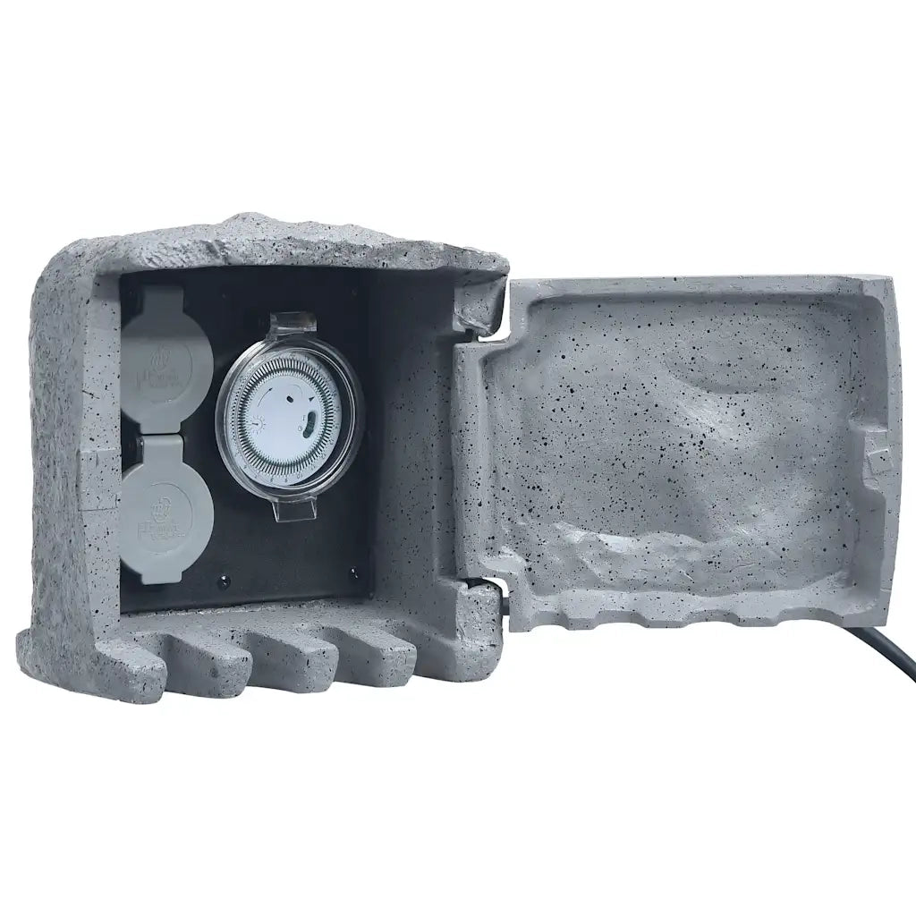 Presa Elettrica da Giardino 2 Spine con Timer Poliresina Grigia