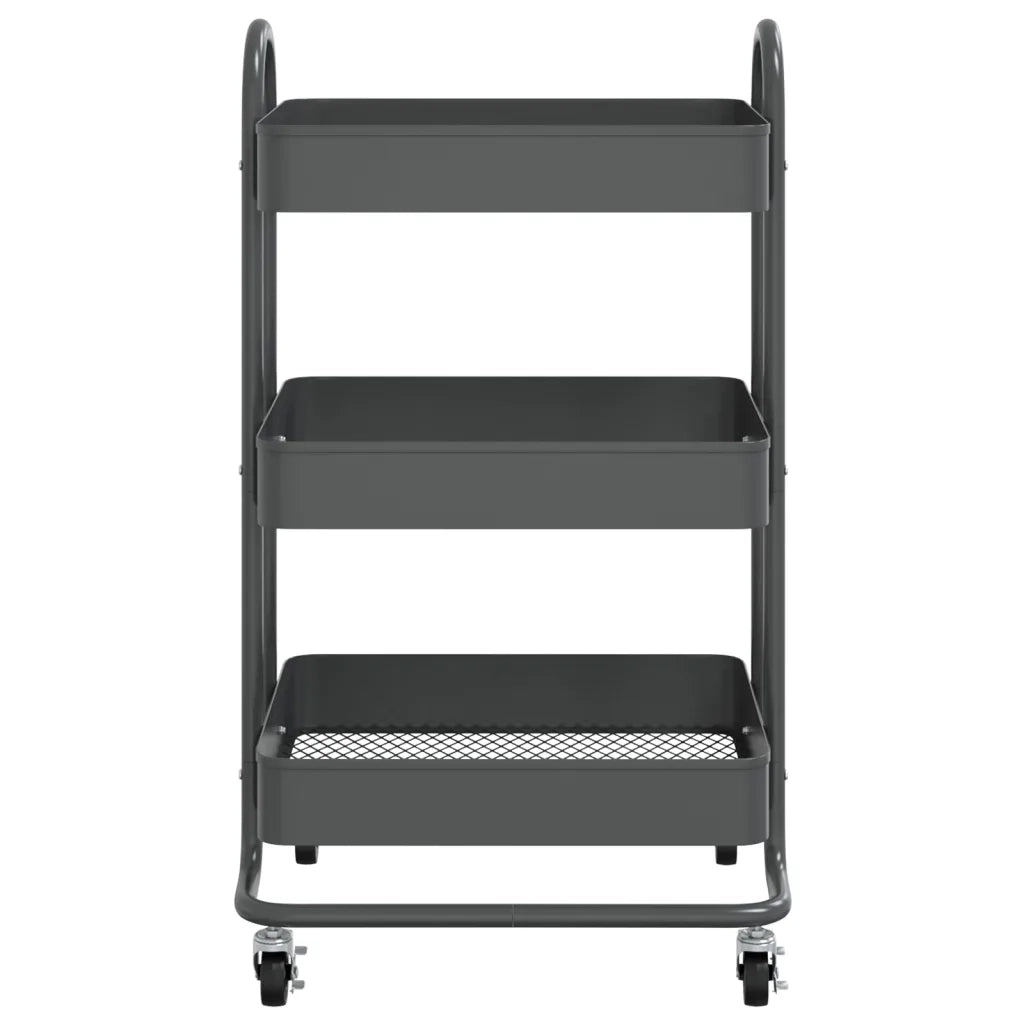 Carrello a 3 Livelli Antracite 43x34x79 cm in Acciaio 335867