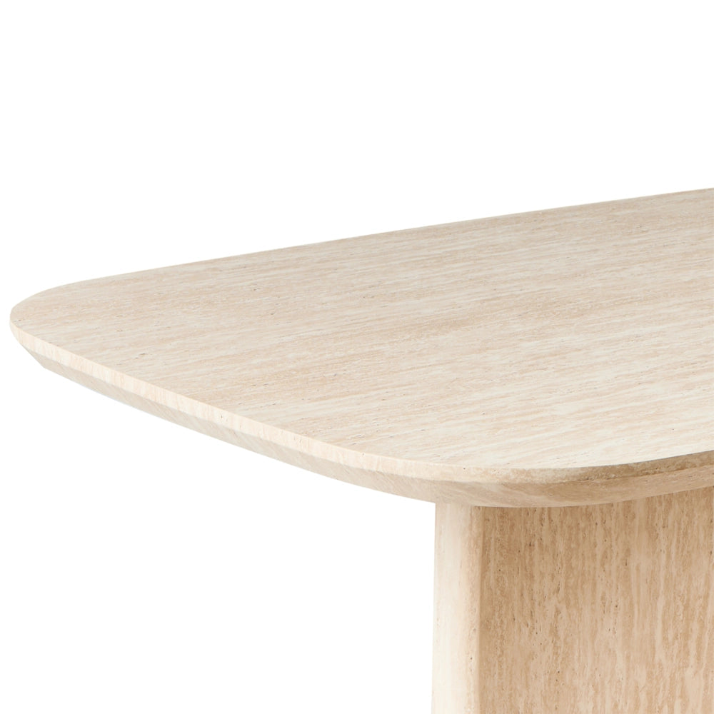 Tavolo da pranzo in MDF rettangolare con ampia base a piedistallo 180 x 90 cm Marrone chiaro stile minimalista