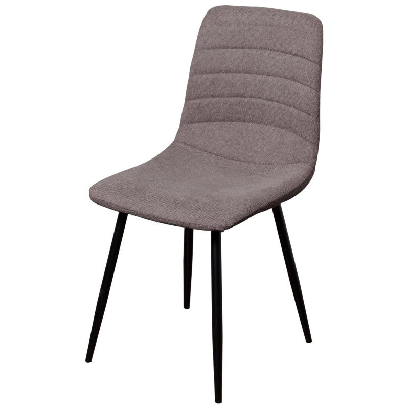 Set di 4 Sedie Livia In Tessuto Tortora Chiaro Gambe Nere Dimensione : 45x52 5x88 Cm