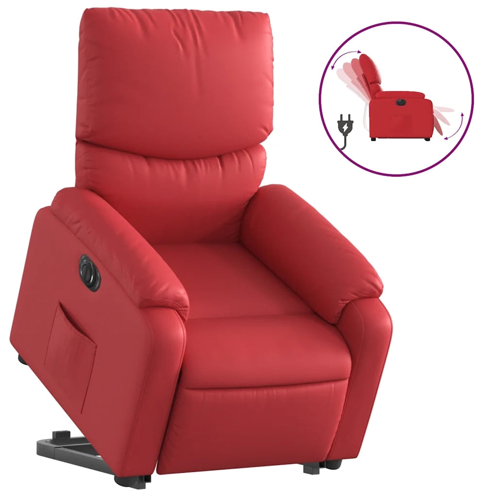Poltrona Alzapersona Reclinabile Elettrica Rossa in Similpellecod mxl 85302