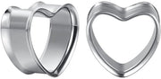 Trompettunnelstekker con design a forma di cuore - Fatto di acciaio inossidabile - Espansione con foro da 0 g/2 mm - Confezionato in scatola regalo - Ideale come dono modaiolo - Per fori di piercing