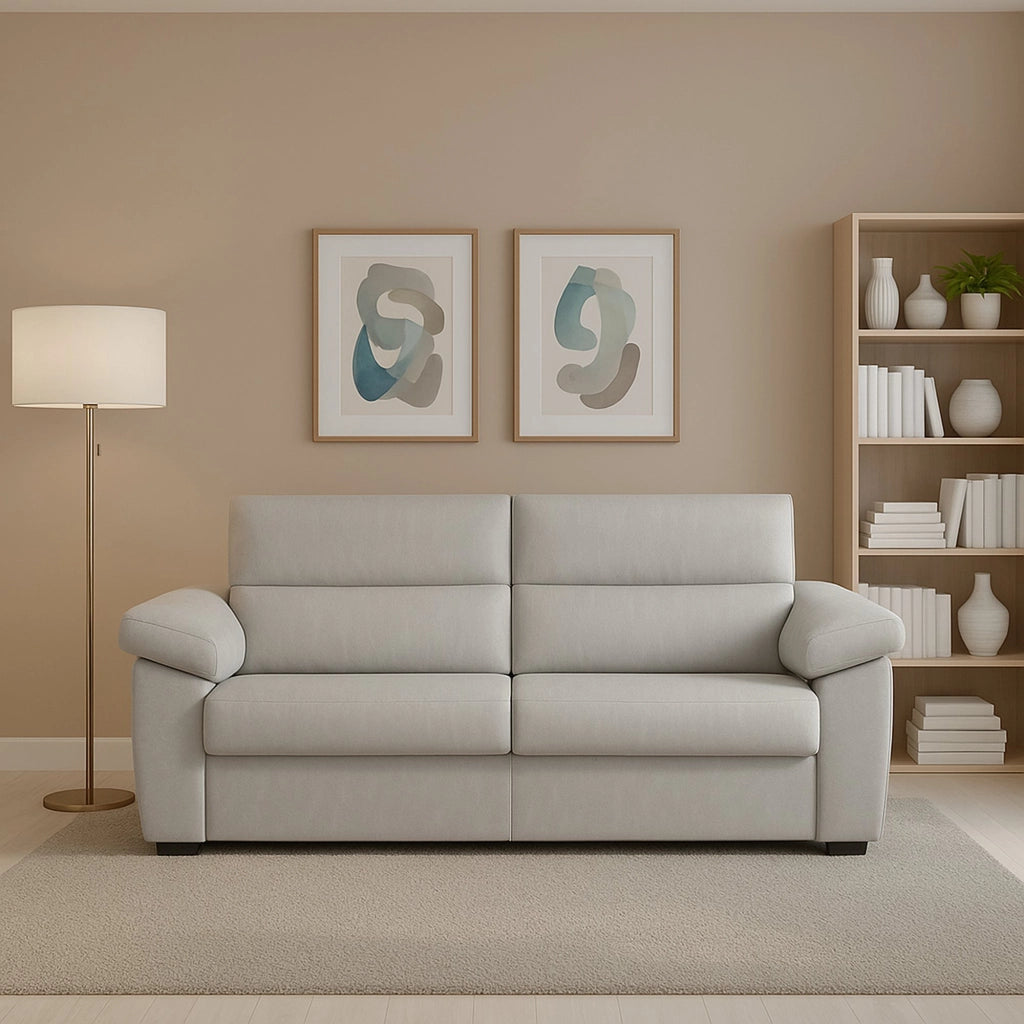 Pisogne, Divano Fisso 2 Posti Sfoderabile Made in Italy, 185x95x100h cm Grigio Chiaro