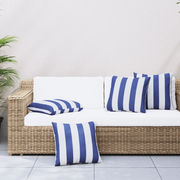 Cuscini Decorativi 4pz Strisce Blu e Bianco 60x60 cm Tessuto