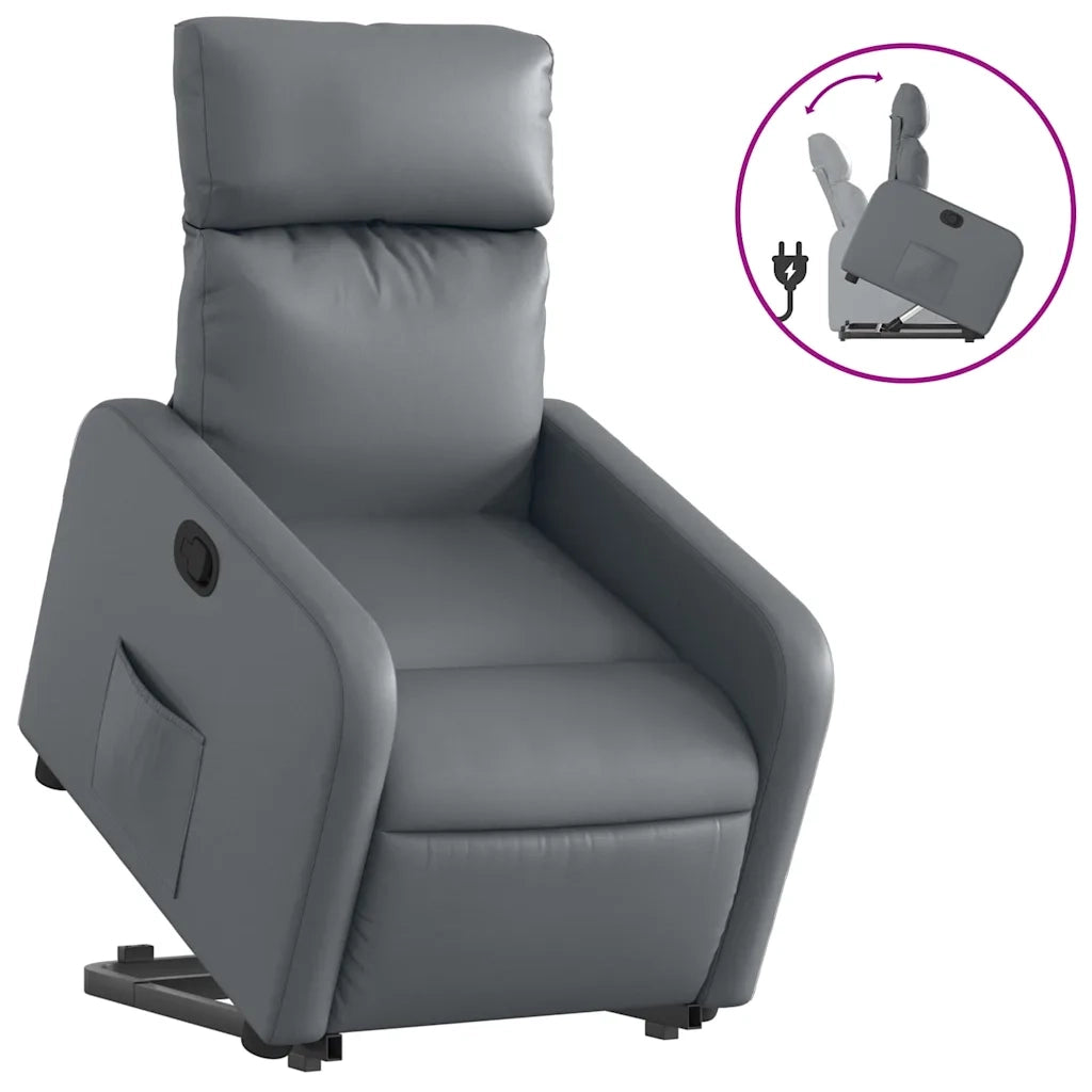 Poltrona Alzapersona Reclinabile Grigio in Similpelle 3206752
