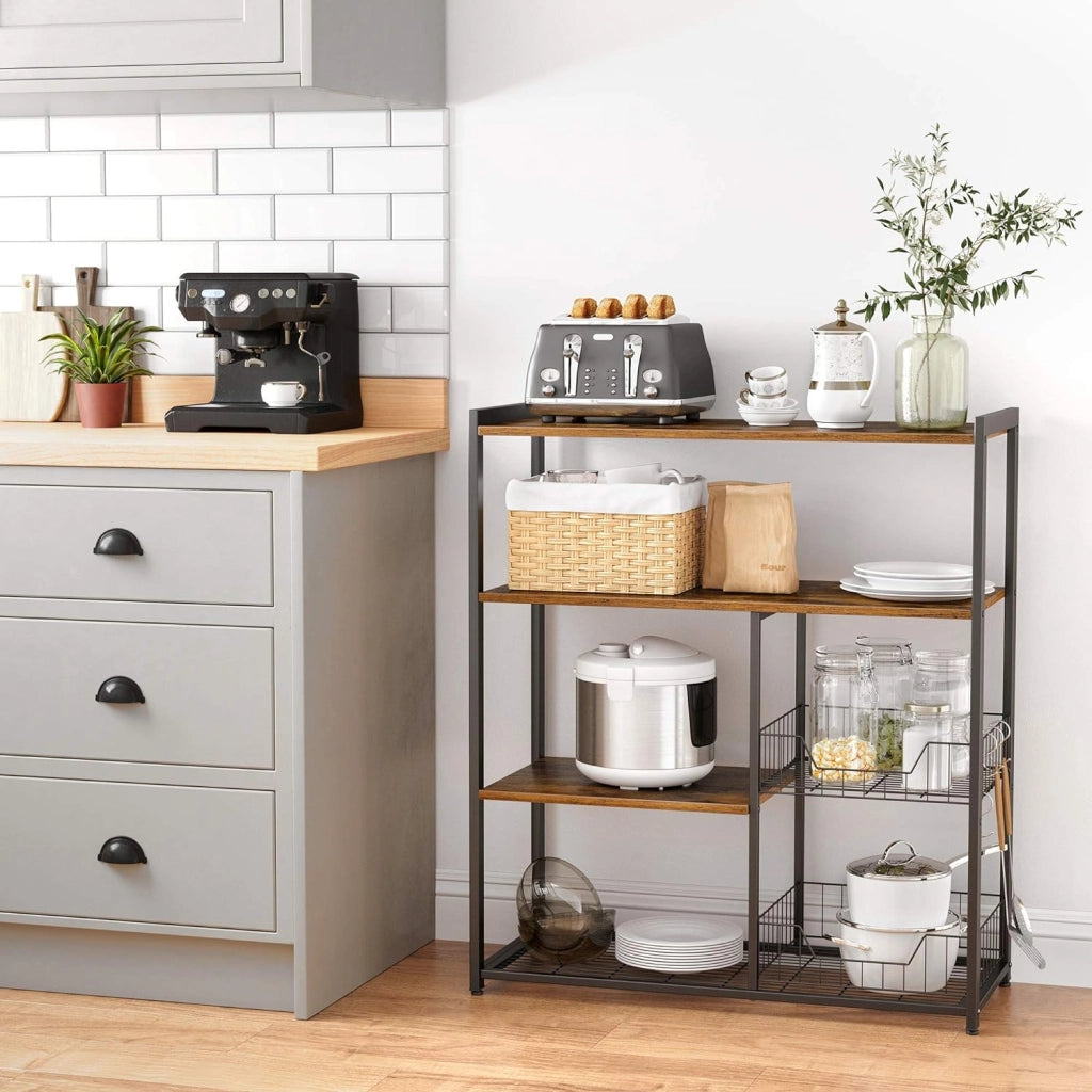 Scaffalatura per isola da cucina VALORA stile loft marrone rustico KKS96X