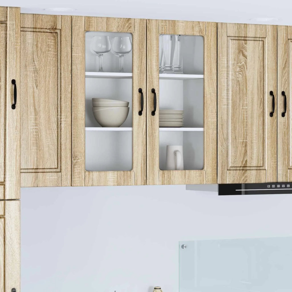 Pensile da cucina | Mobile in vetro da parete PORTO Rovere Sonoma 80 x 31 x 80 cm