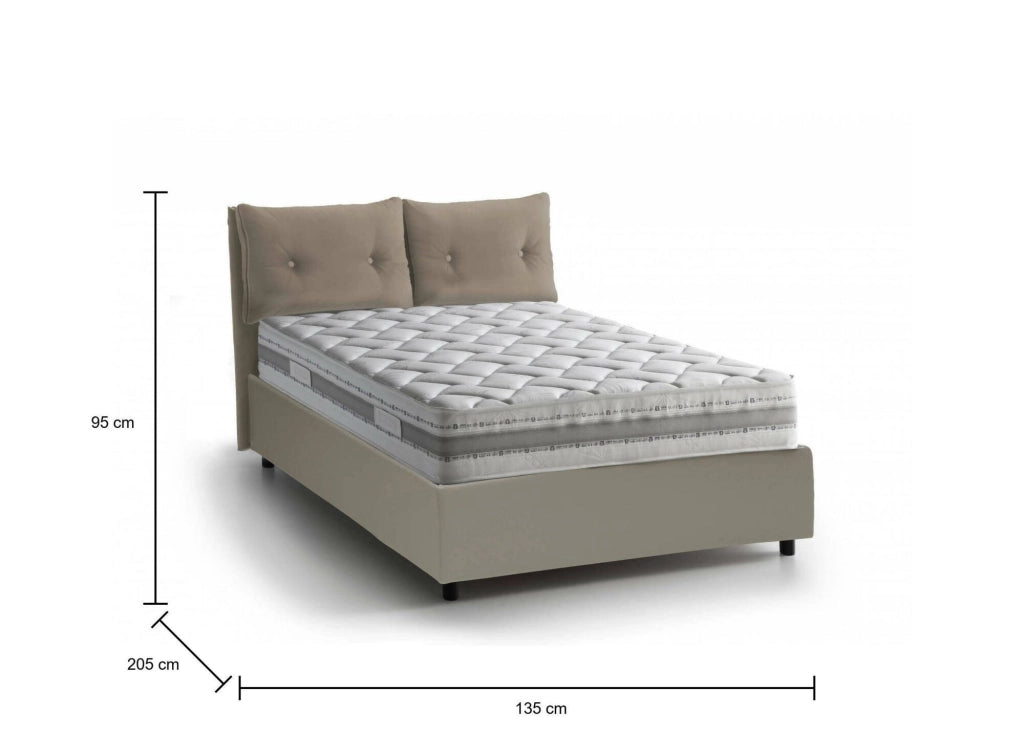 Bacio, Letto Piazza e Mezza Materasso Incluso Made in Italy, Grigio Tortora