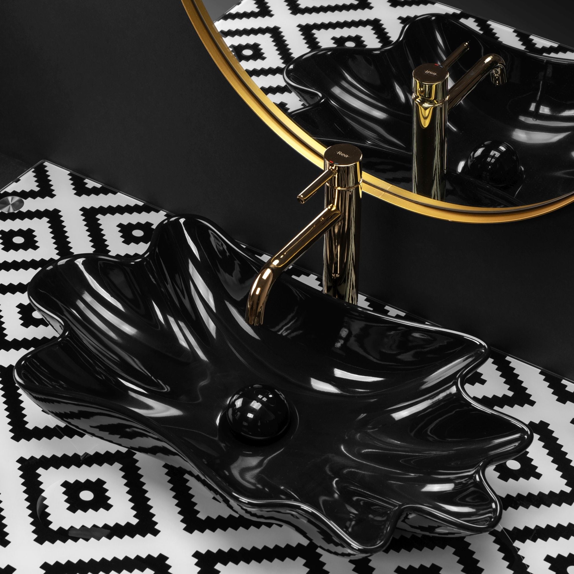 Lavabo Da Appoggio Rea Sea Black + Tappo Click-clack