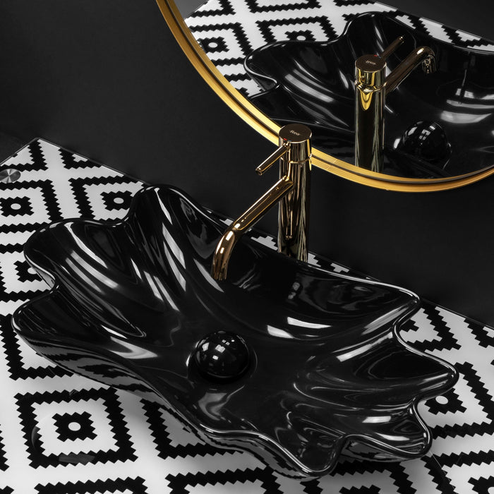 Lavabo Da Appoggio Rea Sea Black + Tappo Click-clack