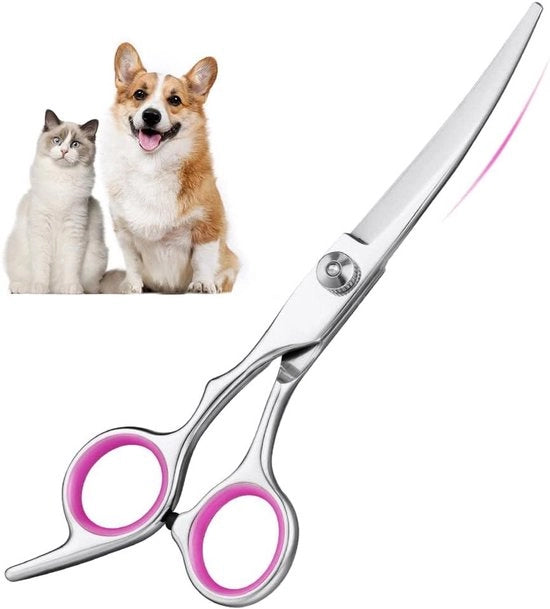 Taglieri per capelli animali a curva 6 pollici in acciaio inossidabile (rosa)
