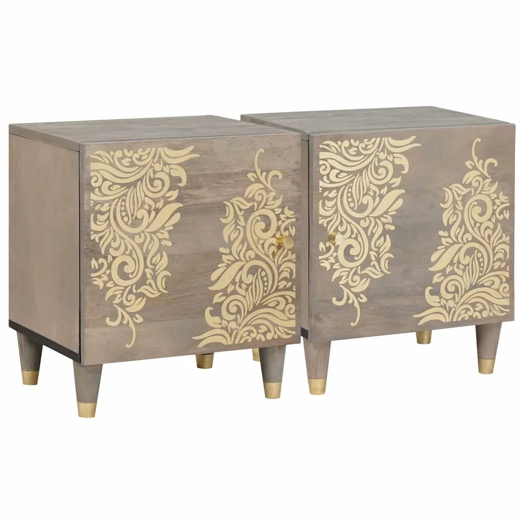 Comodino con porta 2 pz-Set di 2 Tavolino da notte Grigio 40 x 33 x 46 cm