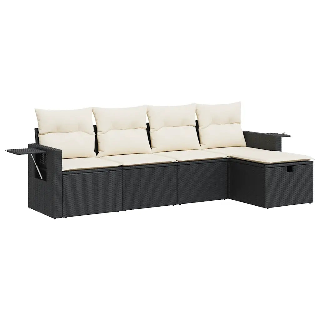 Set Divani da Giardino 5 pz con Cuscini in Polyrattan Nero 3325462