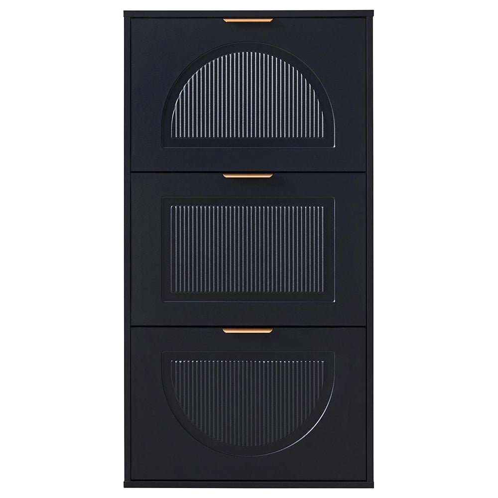 Armadio per scarpe stretto a 3 ante - Xylo - 60x24x114 cm - Nero