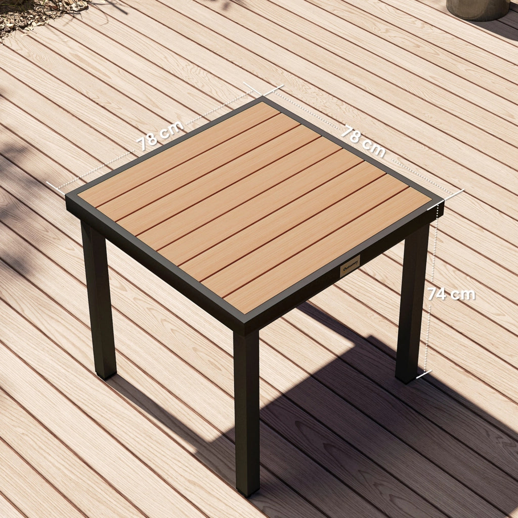 GARTENTISCH 78x78x74 cm in alluminio effetto legno, nero