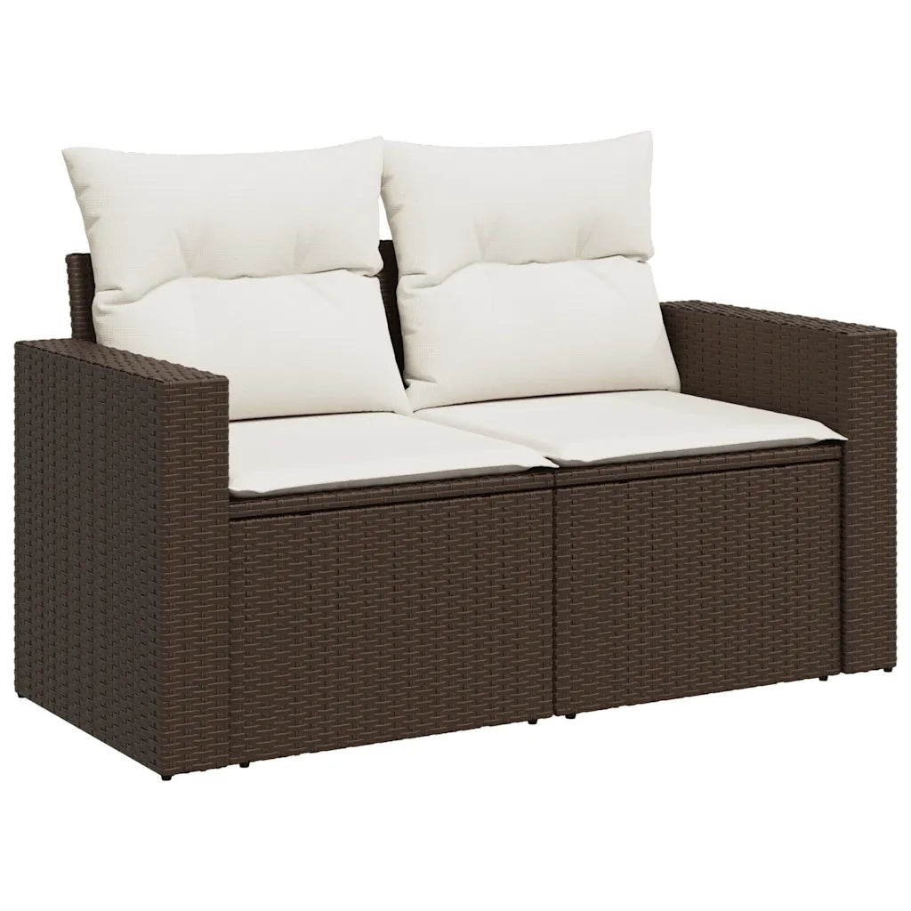 Set Divani da Giardino 10pz con Cuscini in Polyrattan Marrone 3219443