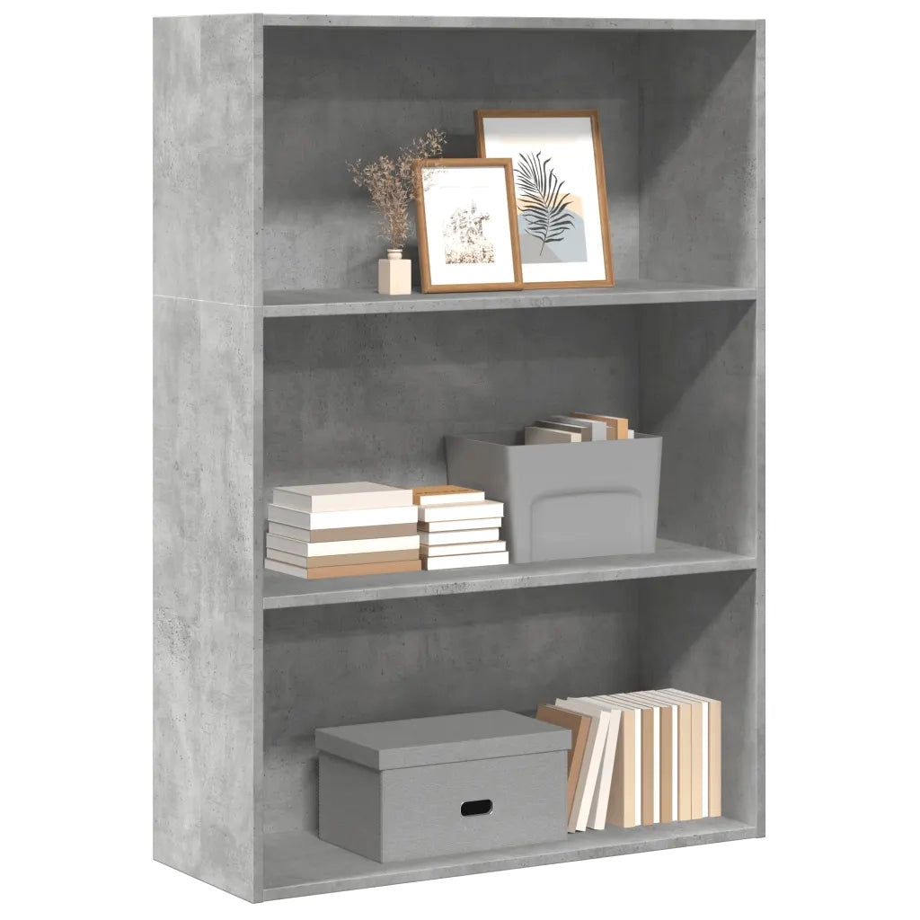 Libreria-Scaffale per Libri-Mobile di Stoccaggio Grigio Cemento 80x30x114 cm in Legno Multistrato