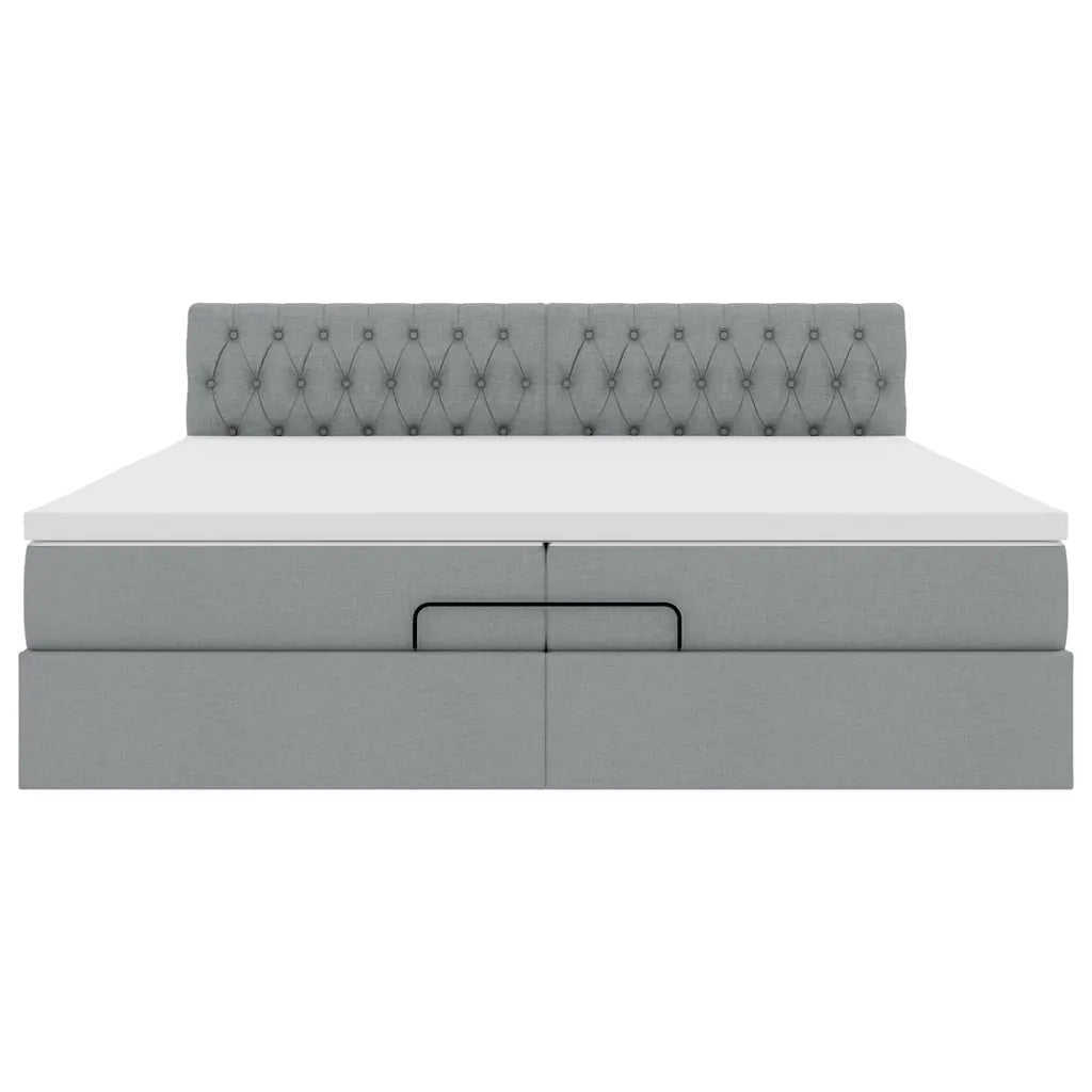 Struttura Letto Pouf con Materasso 200x200 cm in Tessuto 3311567