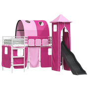 Struttura del letto loft per Bambini | Letto Infantile | Lettino Bianco e Rosa 100 x 190 cm