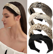 Set di fasce per capelli a quattro pezzi per donne - accessorio di moda per capelli senza dolore, antiscivolo e con disegno a leopardi