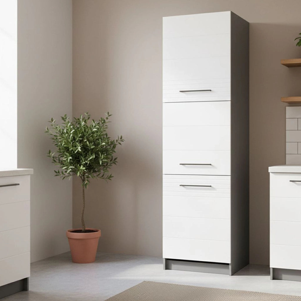 Mobile da Cucina Moiolaa, Dispensa da Cucina 5 Ripiani, 60x58x215h cm Bianco