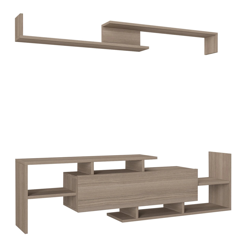 Set Liksefte di Mobile Porta TV e Mensola da Parete - Effetto Rovere [en.casa]