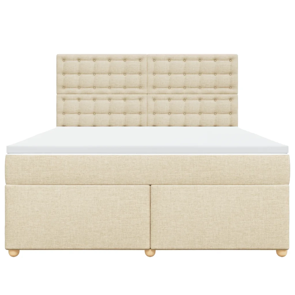 vidaXL Giroletto a Molle con Materasso Crema 180x200 cm in Tessuto