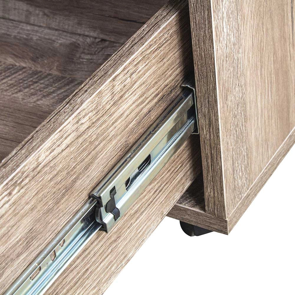 Cassettiera Scrivania Ufficio Legno MDF Mobiletto Stampante 3 Cassetti Tortora