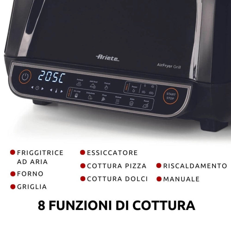 Friggitrice ad aria e Griglia 1700W - 8L - 8 funzioni di cottura - Nero