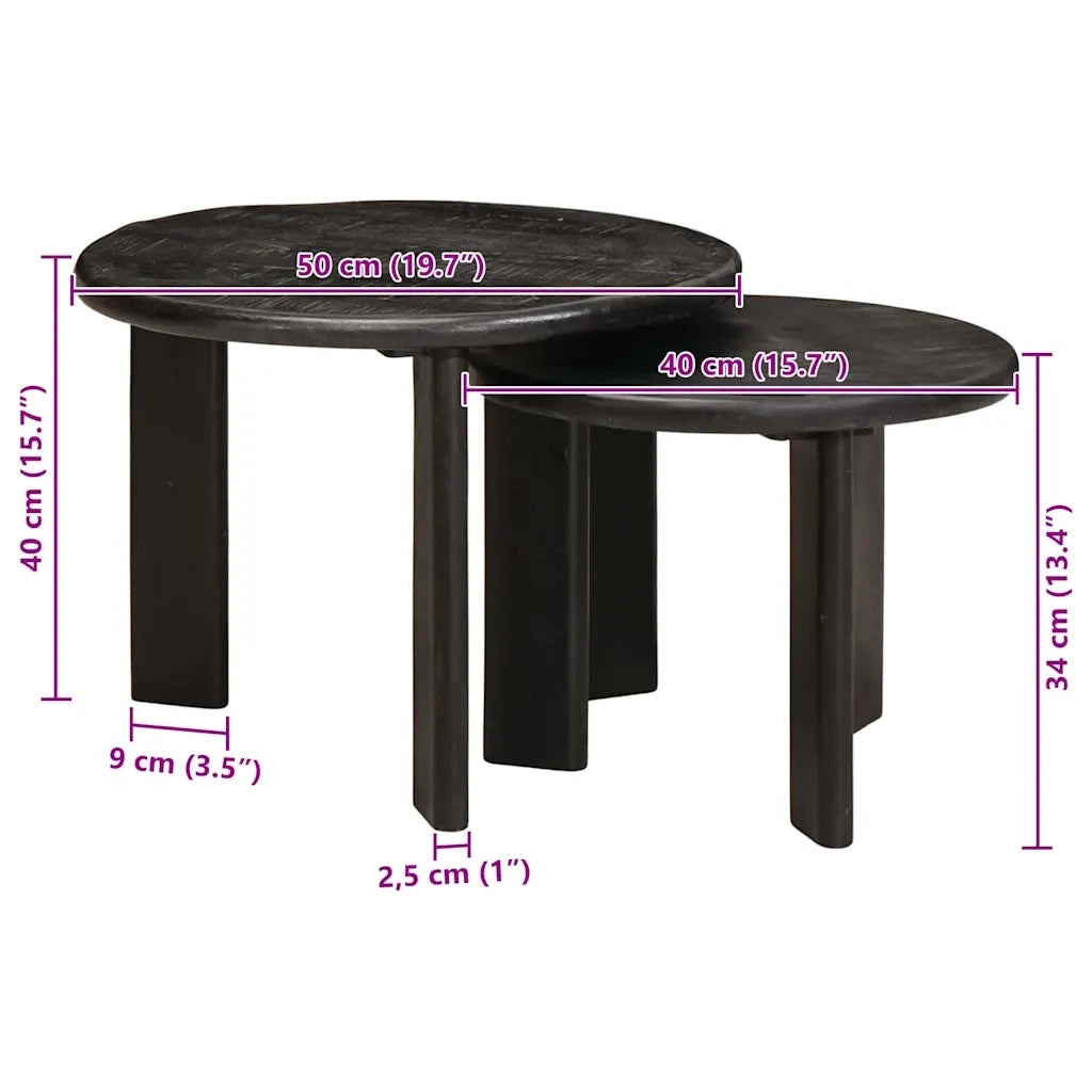 Tavoli da Caffè Nido 2 pcs Bianco Legno di mango massello