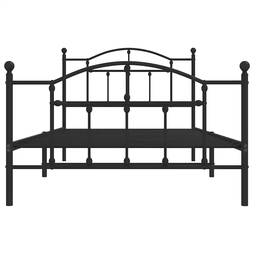 Giroletto con Testiera e Pediera-Struttura Letto Metallo Nero 100x200 cm 474585