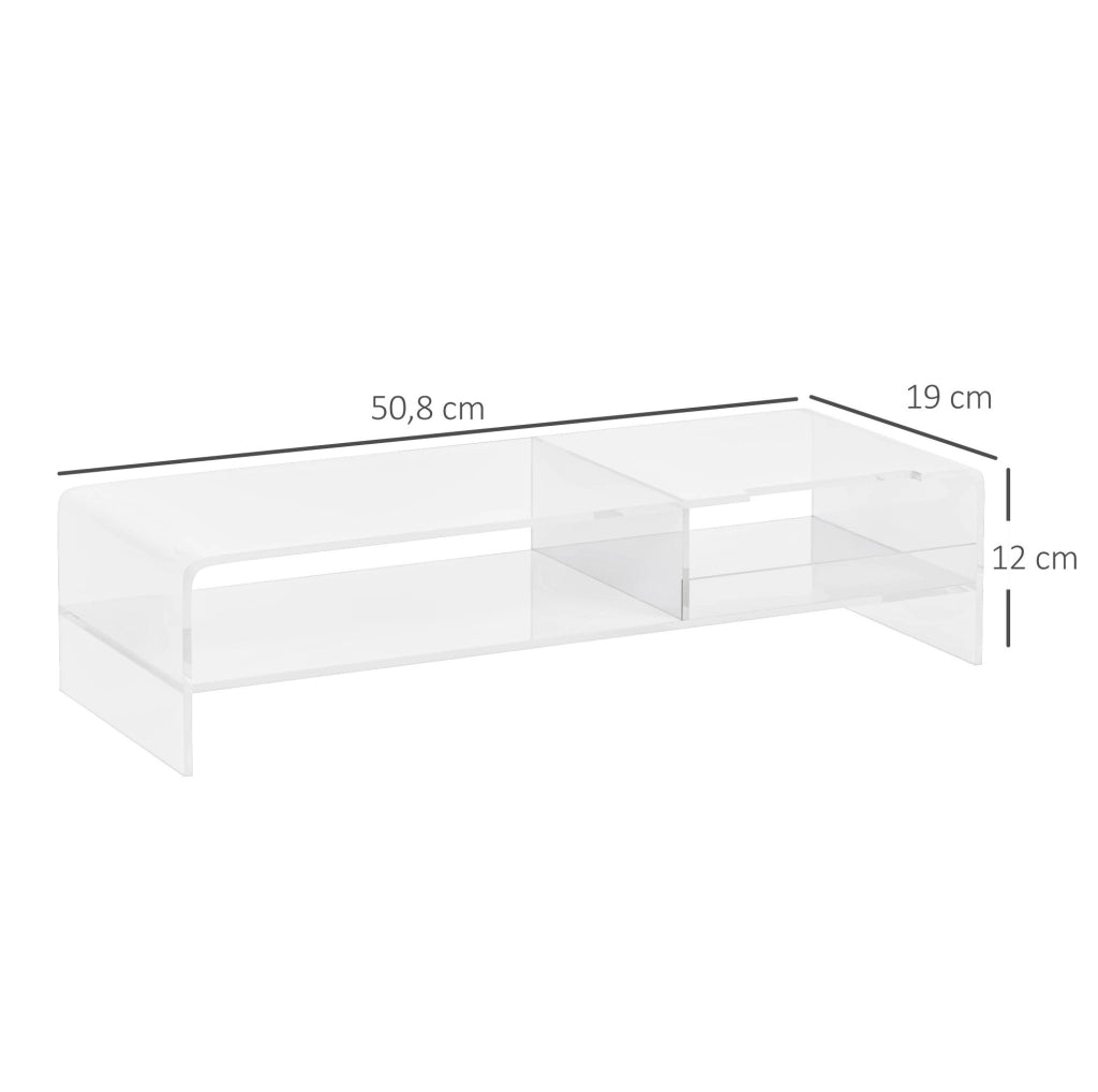 Supporto monitor trasparente 50，8x19x12 cm in acrilico， 2 livelli
