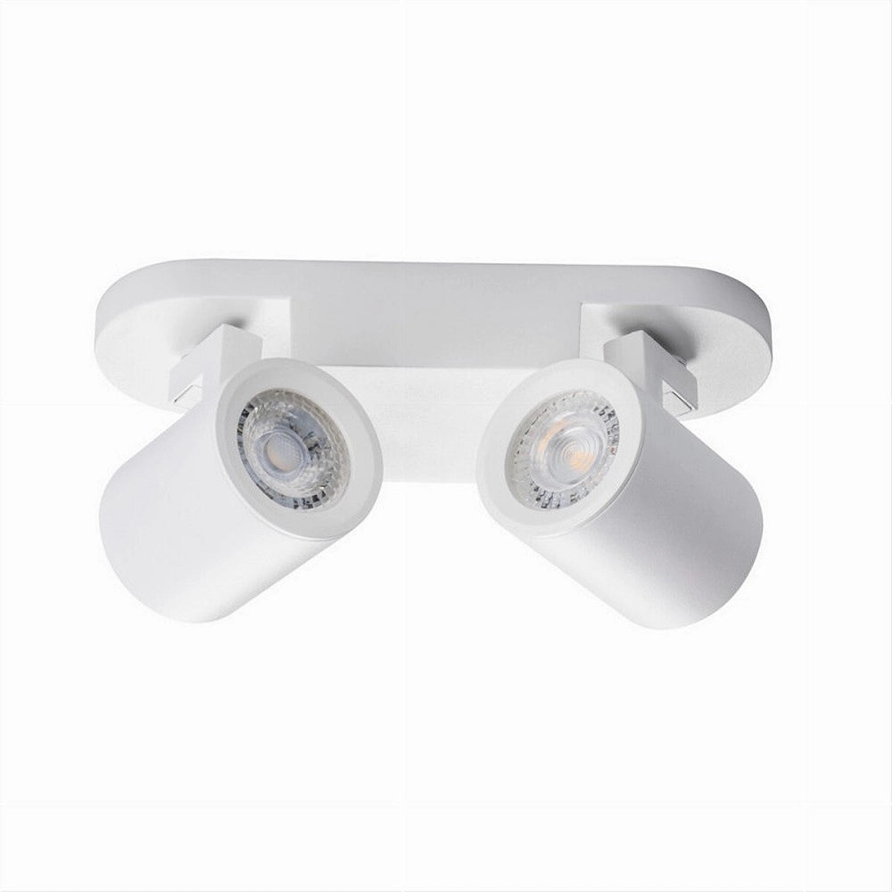 Trade Shop - Applique 2 Diffusori Orientabile Soffitto Parete Lampada Gu10 Bianco Nero Th8802 - Bianco