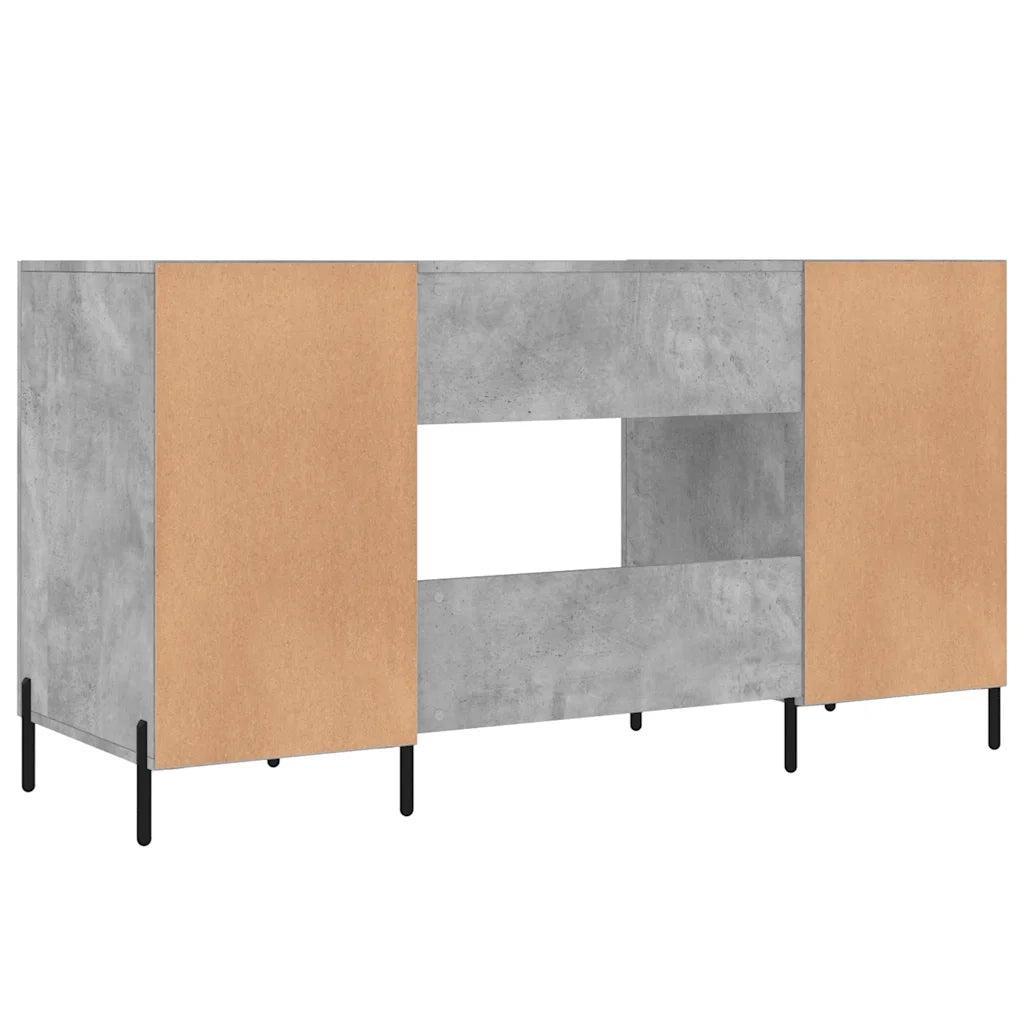 Scrivania | Tavolo da Ufficio Grigio Cemento 140x50x75 cm in Legno Multistrato