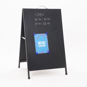 Espositore Pubblicitario Bifacciale Bifacciale con Lavagna 60x90 cm in Metallo Nero