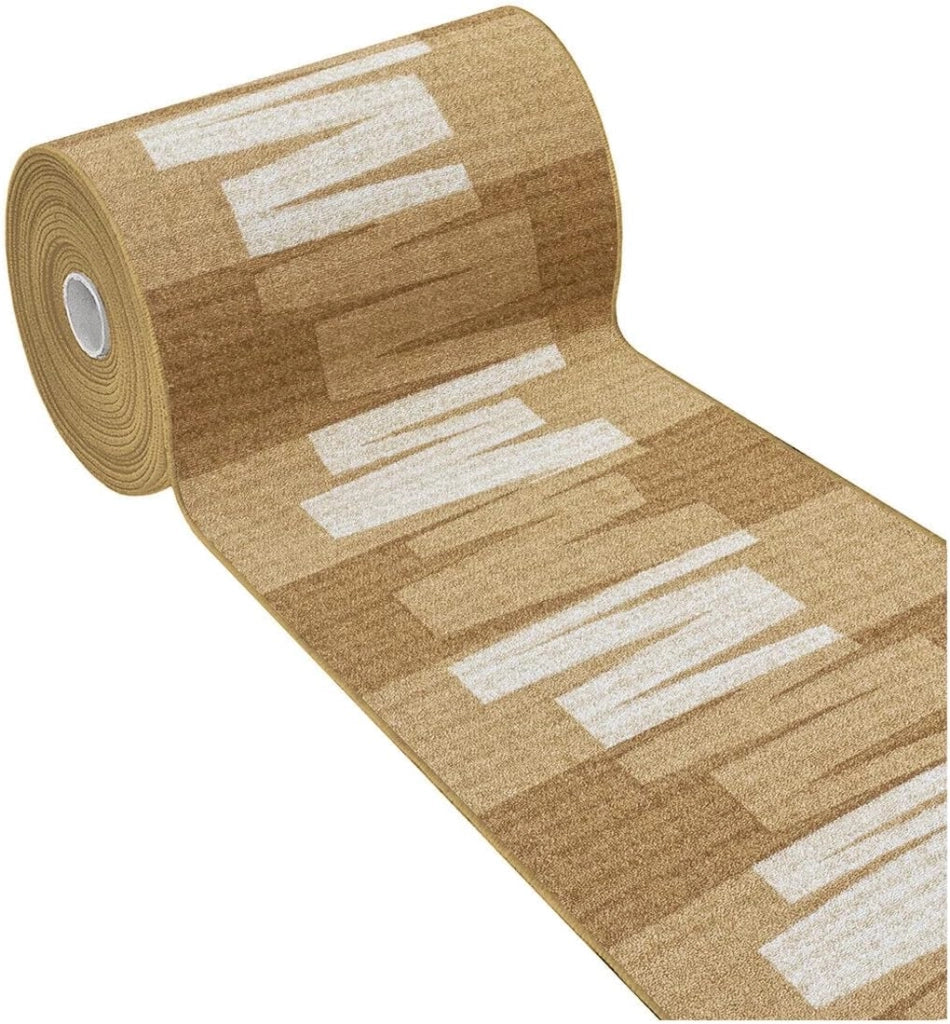 Passatoia Scala Bordata 67x140 cm Ingresso Corridoio Tappeto Cucina Gradini Zig Zag Beige