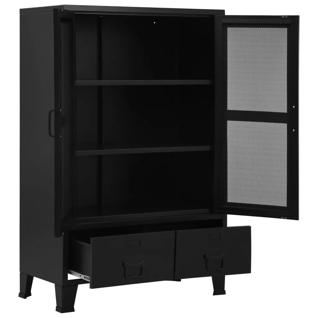 Armadio Ufficio Reticolato Industriale Nero 75x40x120cm Acciaio 145355